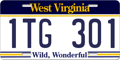 WV license plate 1TG301