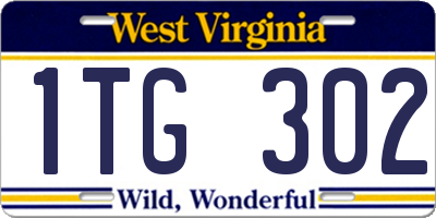 WV license plate 1TG302