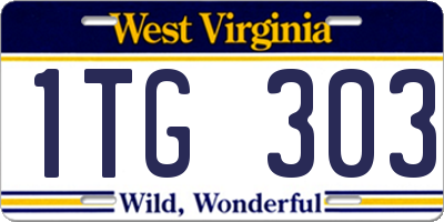 WV license plate 1TG303