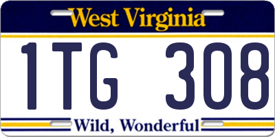 WV license plate 1TG308