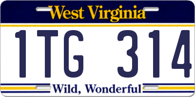 WV license plate 1TG314