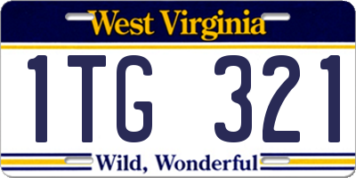 WV license plate 1TG321