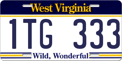 WV license plate 1TG333