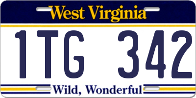 WV license plate 1TG342