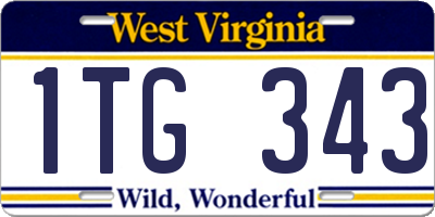 WV license plate 1TG343