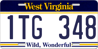WV license plate 1TG348