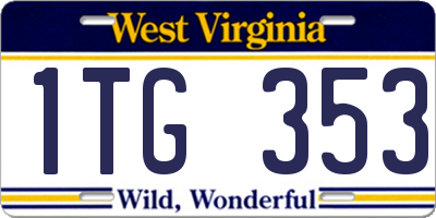 WV license plate 1TG353