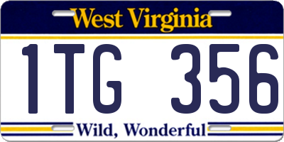 WV license plate 1TG356