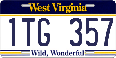 WV license plate 1TG357