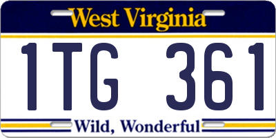 WV license plate 1TG361
