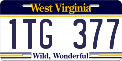 WV license plate 1TG377
