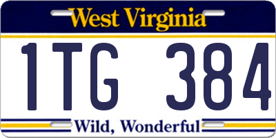 WV license plate 1TG384