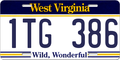 WV license plate 1TG386