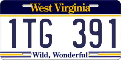WV license plate 1TG391