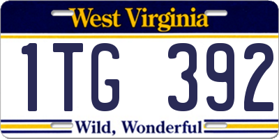 WV license plate 1TG392