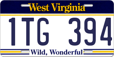 WV license plate 1TG394