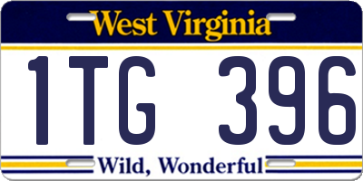 WV license plate 1TG396
