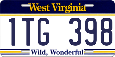 WV license plate 1TG398