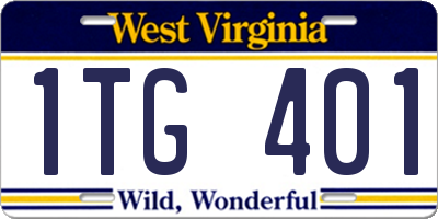 WV license plate 1TG401