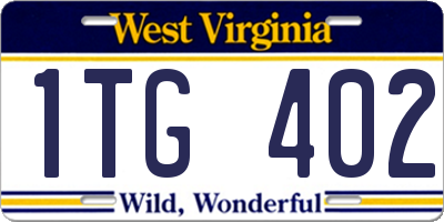 WV license plate 1TG402