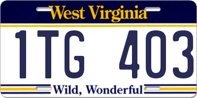 WV license plate 1TG403