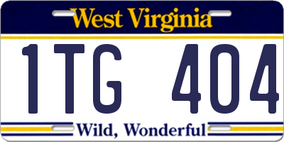 WV license plate 1TG404