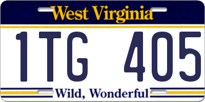 WV license plate 1TG405
