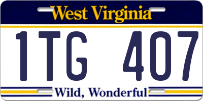 WV license plate 1TG407