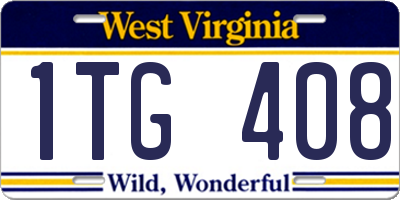 WV license plate 1TG408
