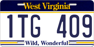 WV license plate 1TG409