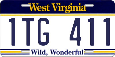 WV license plate 1TG411