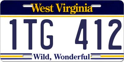 WV license plate 1TG412