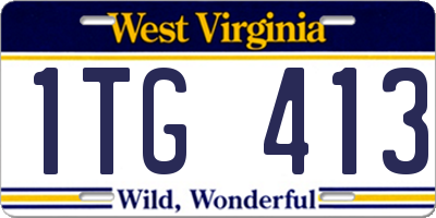 WV license plate 1TG413