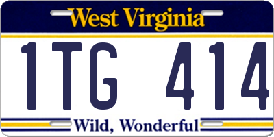 WV license plate 1TG414