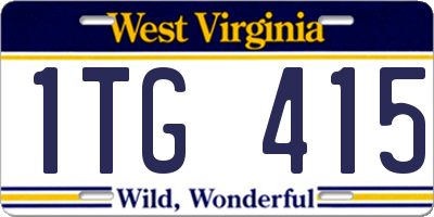WV license plate 1TG415