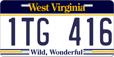 WV license plate 1TG416