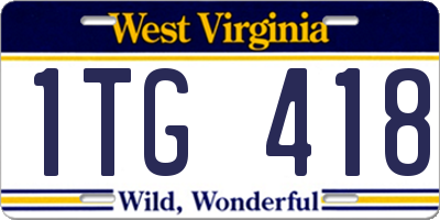 WV license plate 1TG418