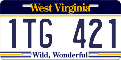 WV license plate 1TG421