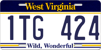 WV license plate 1TG424