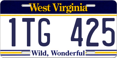 WV license plate 1TG425