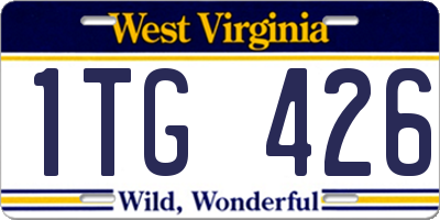 WV license plate 1TG426