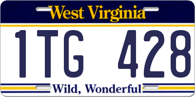 WV license plate 1TG428