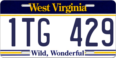WV license plate 1TG429