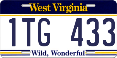 WV license plate 1TG433