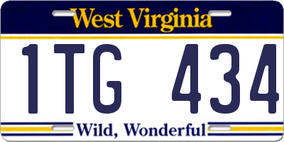 WV license plate 1TG434