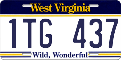 WV license plate 1TG437