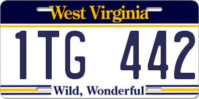 WV license plate 1TG442