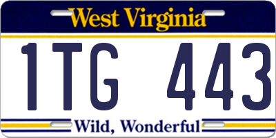 WV license plate 1TG443