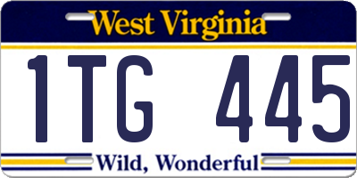 WV license plate 1TG445