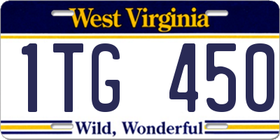 WV license plate 1TG450